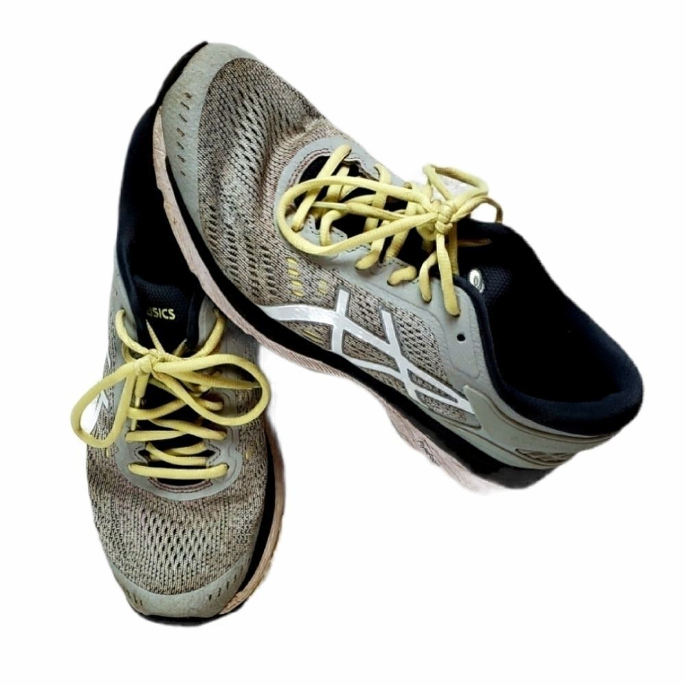 Asics Gray & Yellow Athletic Shoes